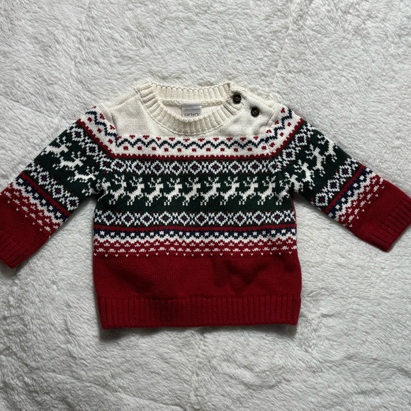 Carter's Other - NWOT Kids Carters Fair Isle Patterned Sweater - Red, Green, and Cream Sz 3mo